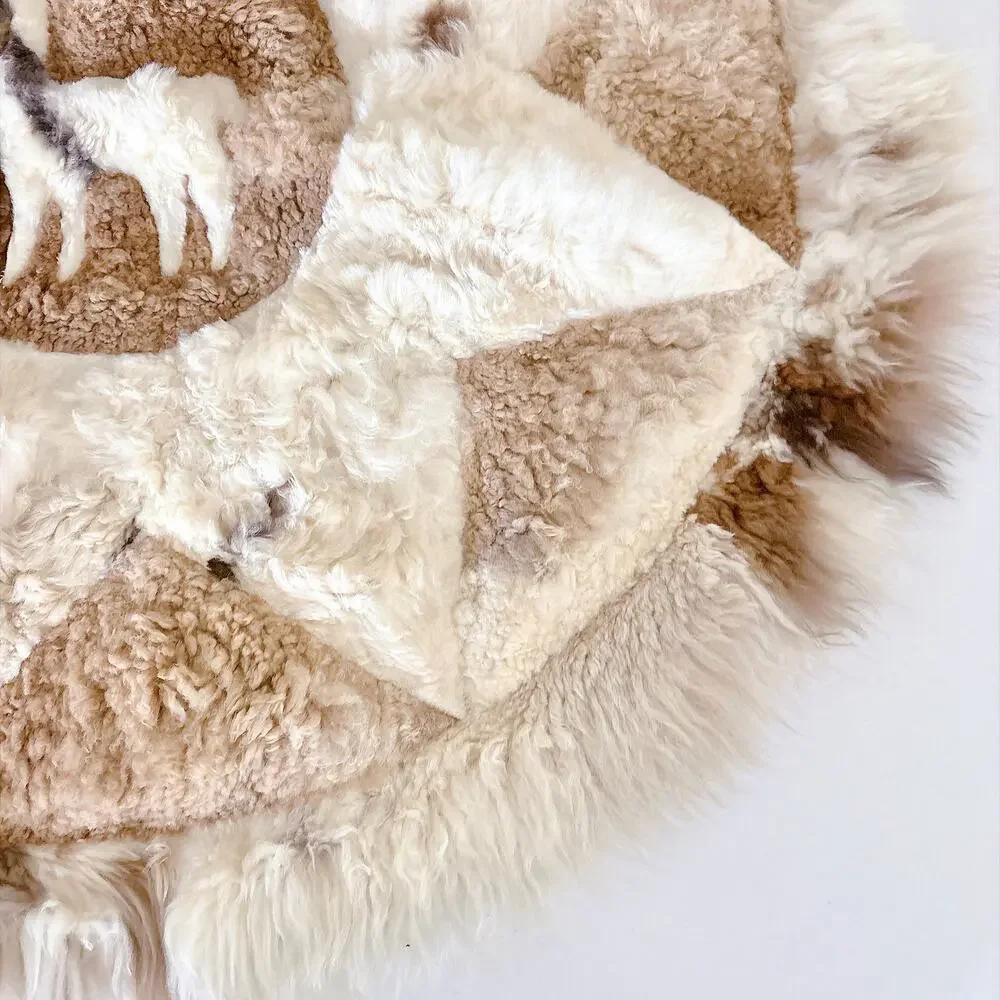 SOUTH AMERICAN ROUND PATCHWORK ALPACA FUR RUG